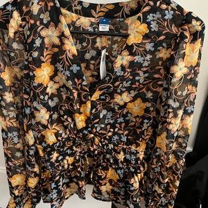 Brown blue yellow and orange flowy top from Old Navy